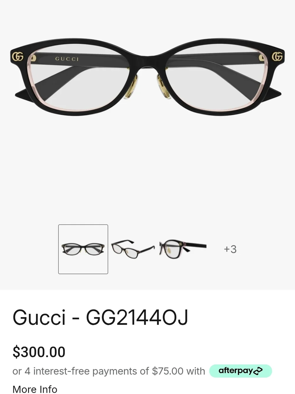 Gucci Black Frames with Gold Temple Accents Women's Glasses GG21440J - Picture 10 of 12